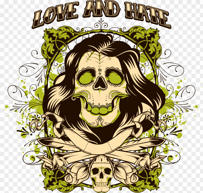 Long Skull Print T-shirt Royalty-free Stock Illustration PNG