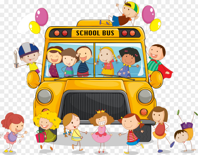 Cartoon School Bus Van PNG