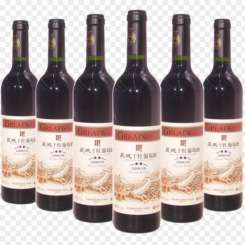 Six The Great Wall Star Senior Red Wine Dessert Cabernet Sauvignon Of China PNG