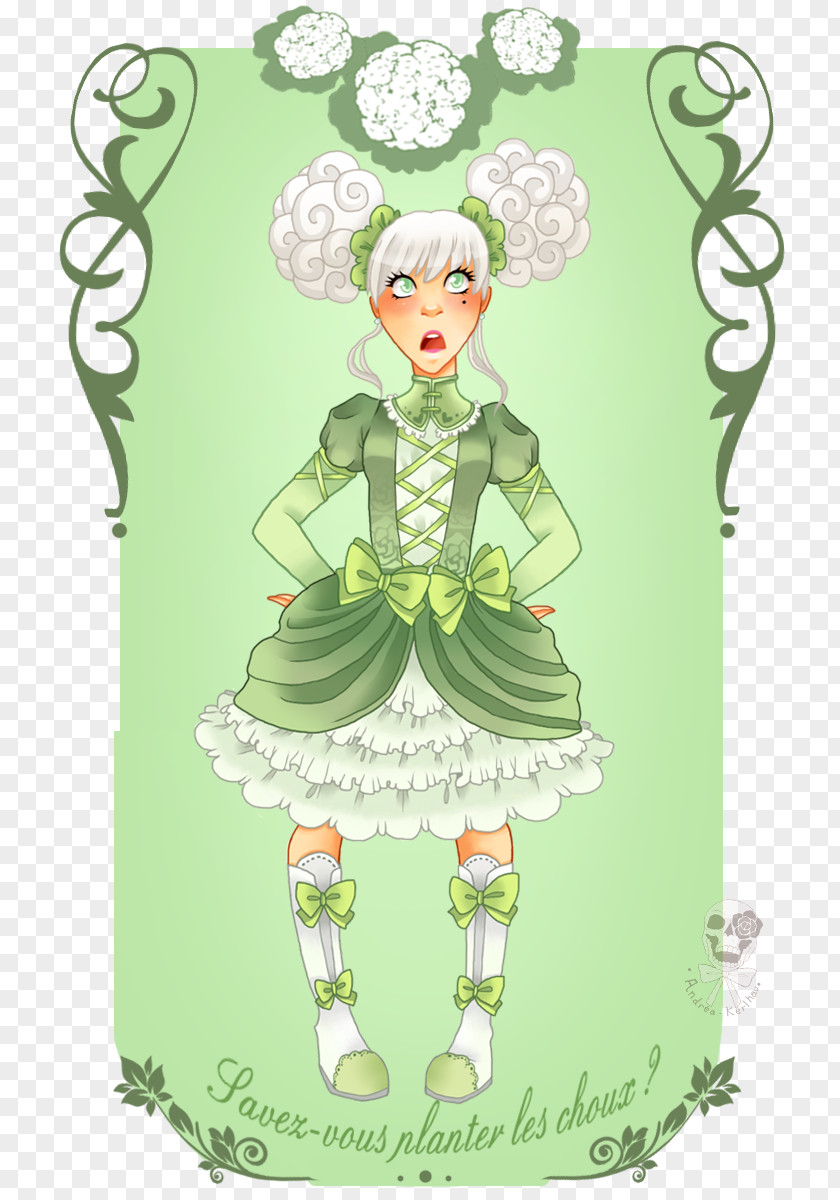 Fairy Floral Design Green Pattern PNG