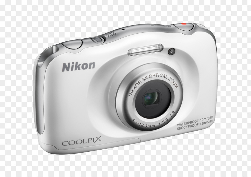 1080pWhite Nikon 26496 Coolpix S33 13.2 MP Digital Camera3X Optical Zoom 13.2MP Waterproof CameraBlue (Certified ) COOLPIX W100Underwater Video Camera Compact PNG
