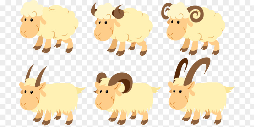 6 Cartoon Sheep Design Vector Material Goat Cattle Clip Art PNG