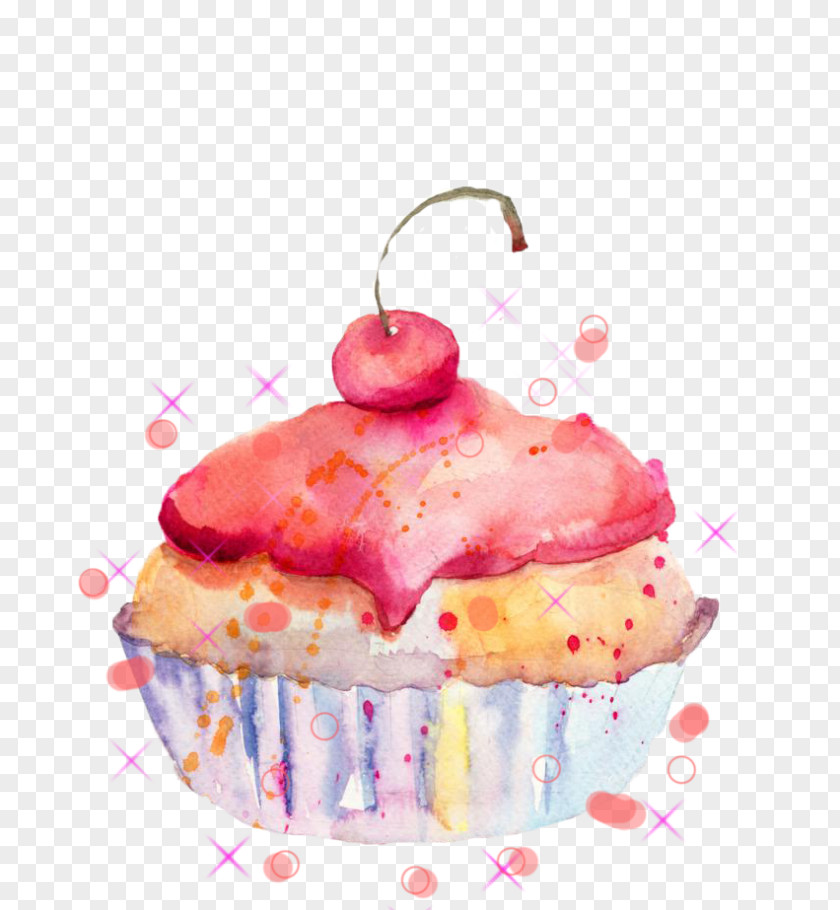 Cake Birthday Cupcake Custard Watercolor Painting PNG