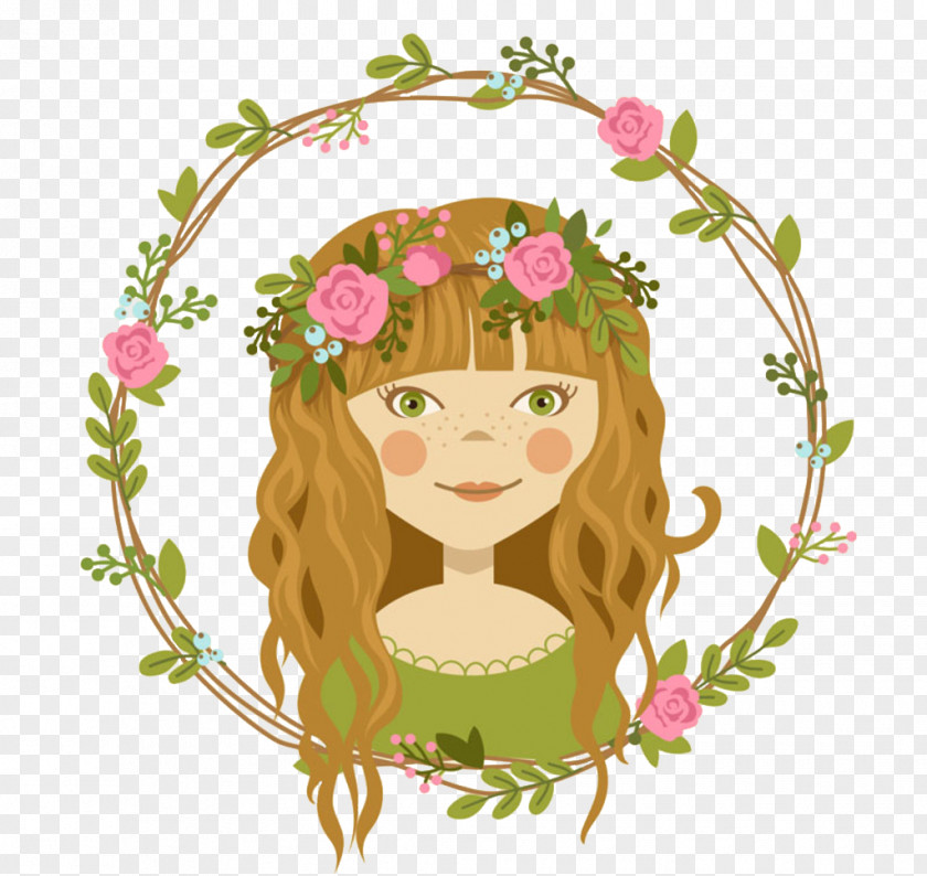 Wreath Flower Crown PNG , Garland girl clipart PNG