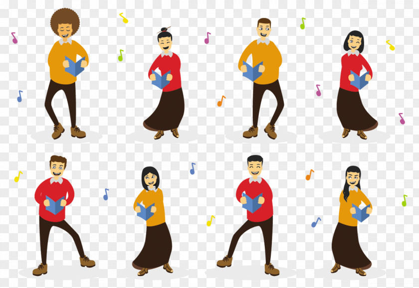 Cartoon Characters Singing And Dancing Choir PNG