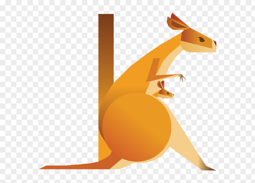 Creative Design Kangaroo Flat Alphabet Typography Letter Animal Illustration PNG