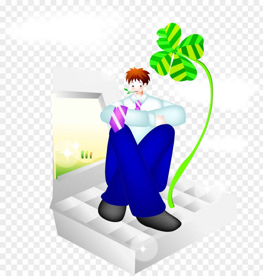 Cartoon Man Sitting Vector Illustration PNG