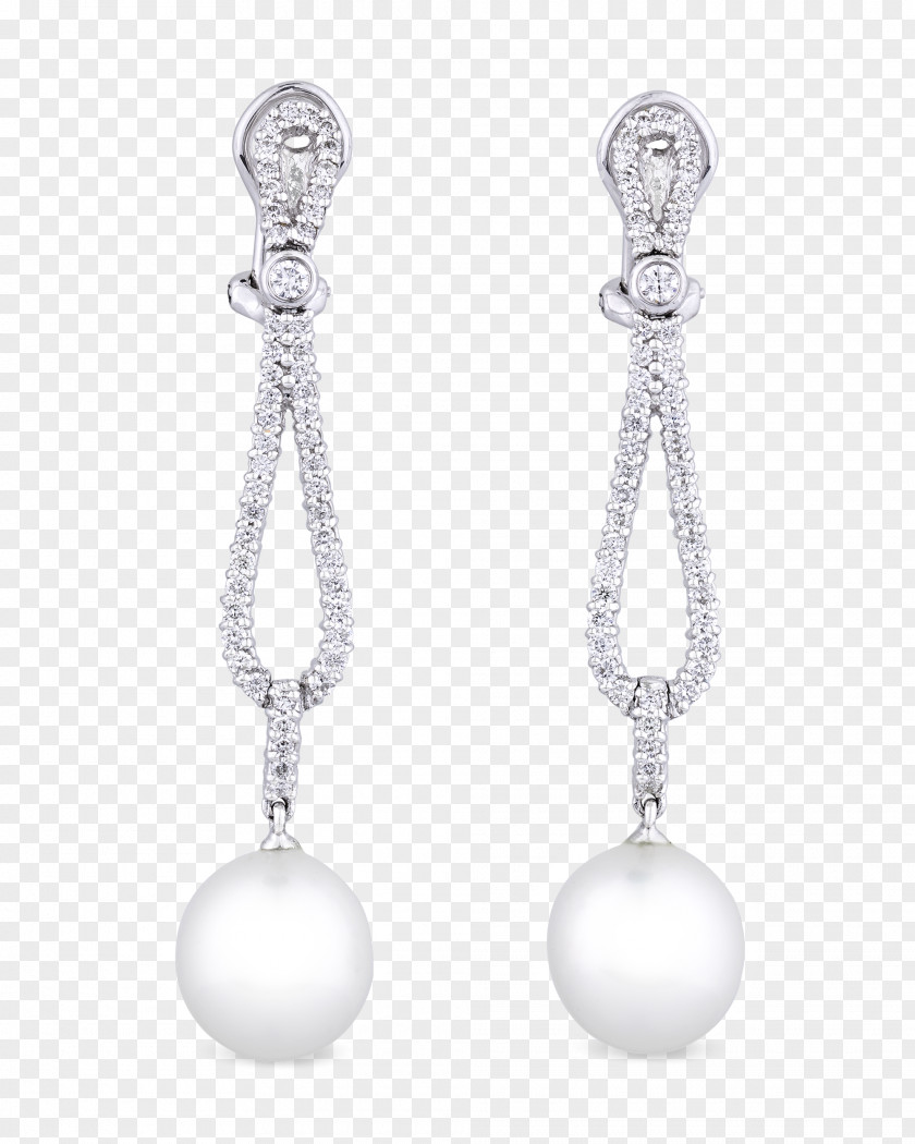 Sea Pearl Earring Silver Body Jewellery PNG