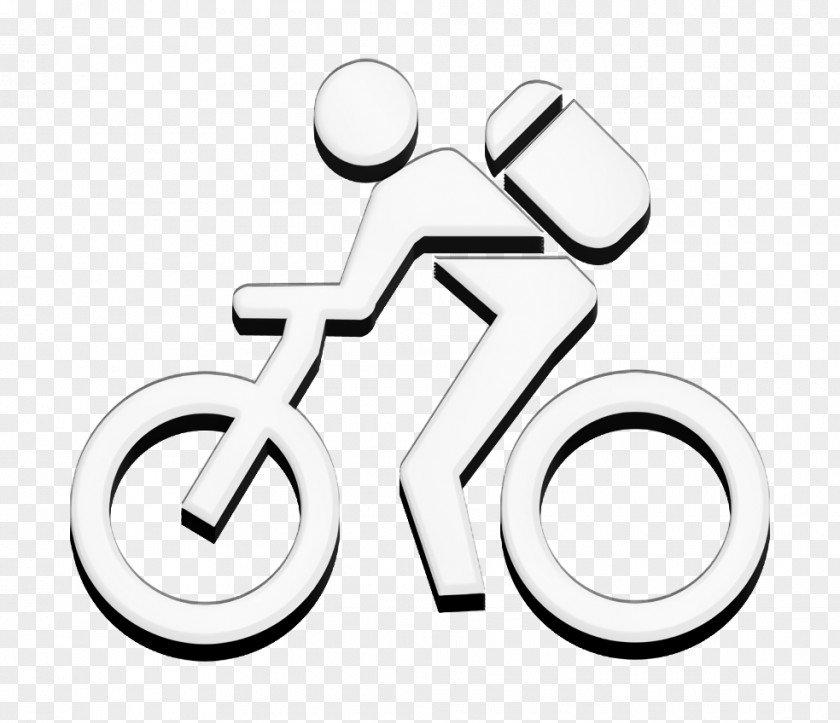 Transport Icon Man With A Bag In Bicycle Bike PNG
