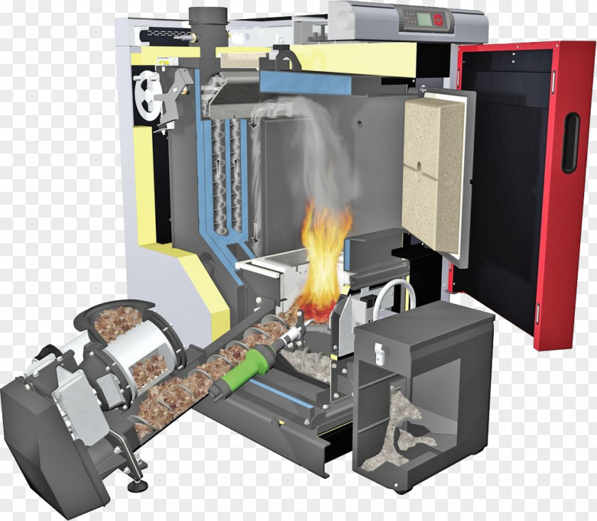 Wood Furnace Woodchips Pellet Fuel Biomass Heating System Boiler PNG