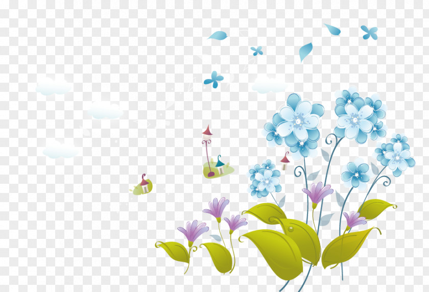 Vector Floral Flowers Fukei Landscape Illustration PNG