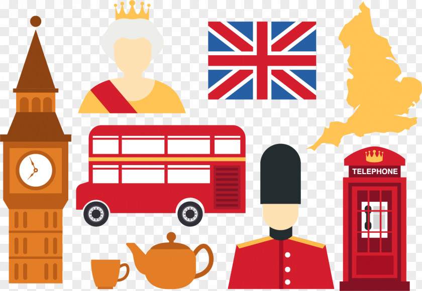 Vector Double Decker Bus London Flag Of The United Kingdom Illustration PNG