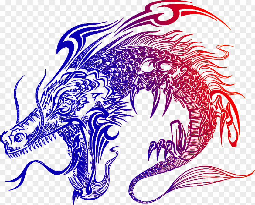 Vector Japanese Dragon Totem Tattoo Illustration PNG