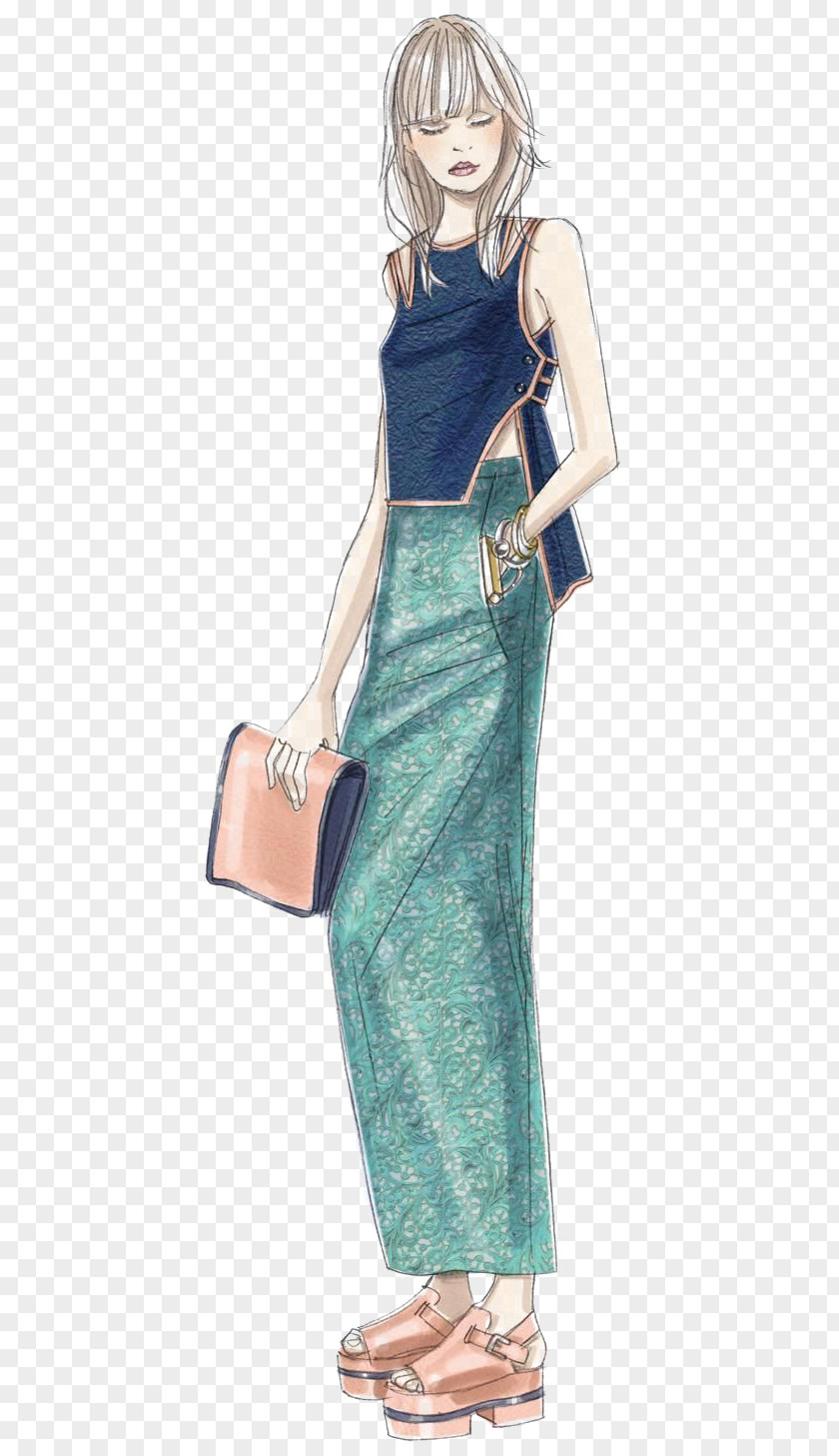 Model Fashion Illustration Drawing PNG