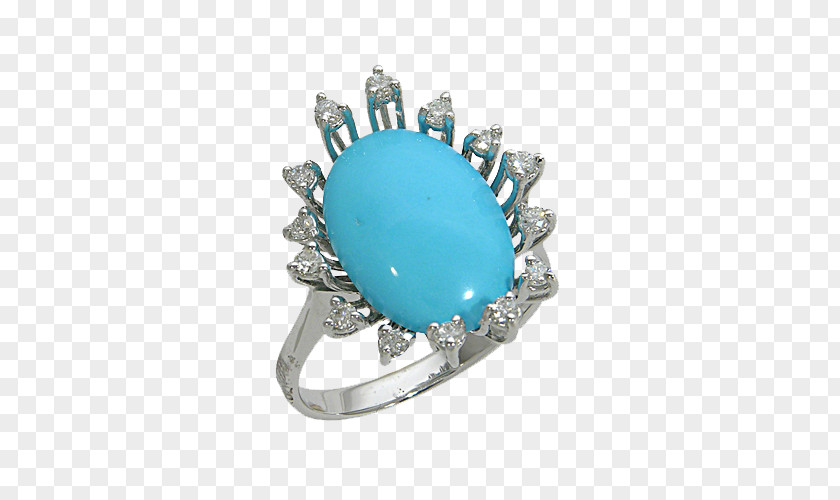 Ring Turquoise Colored Gold Diamond Sapphire PNG