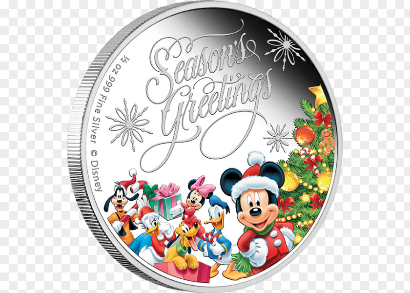 Season's Greetings Mickey Mouse Minnie Daisy Duck New Zealand Coin PNG