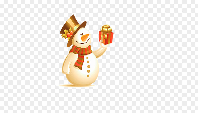 Snowman Holding A Gift Christmas And Holiday Season Card Wish PNG