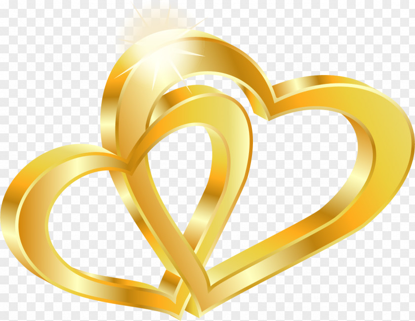 Vector Gold Double Heart Wedding Invitation Anniversary PNG