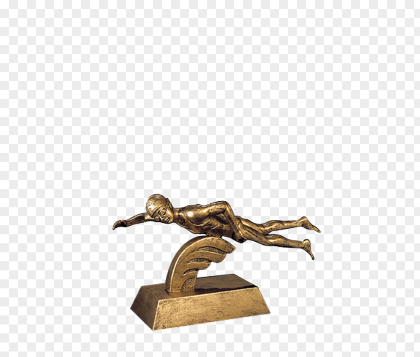 Figure Swimming Bronze Sculpture Trophy PNG