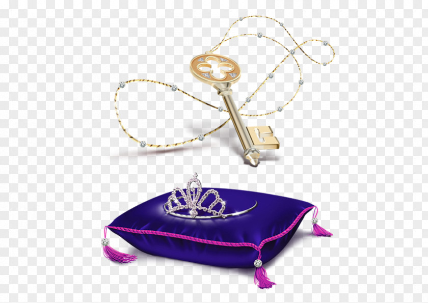 Golden Key Crown Pillow Clip Art PNG