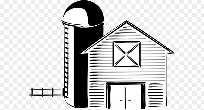 Barn Outline Cliparts Silo Black And White Farm Clip Art PNG