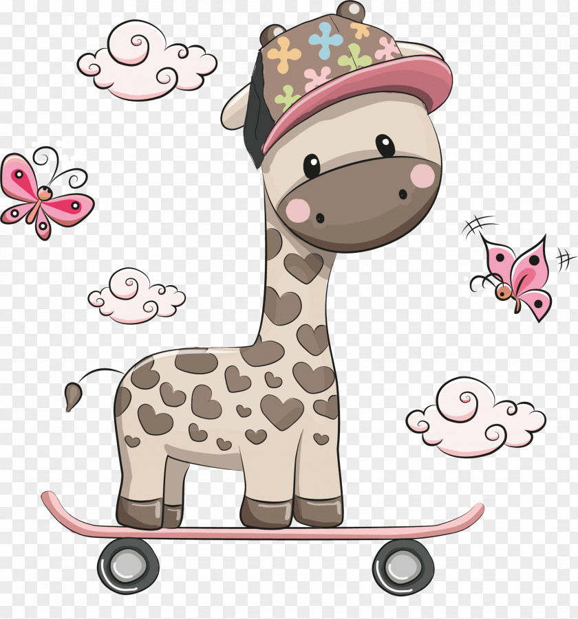 Cartoon Giraffe Vector Illustration PNG