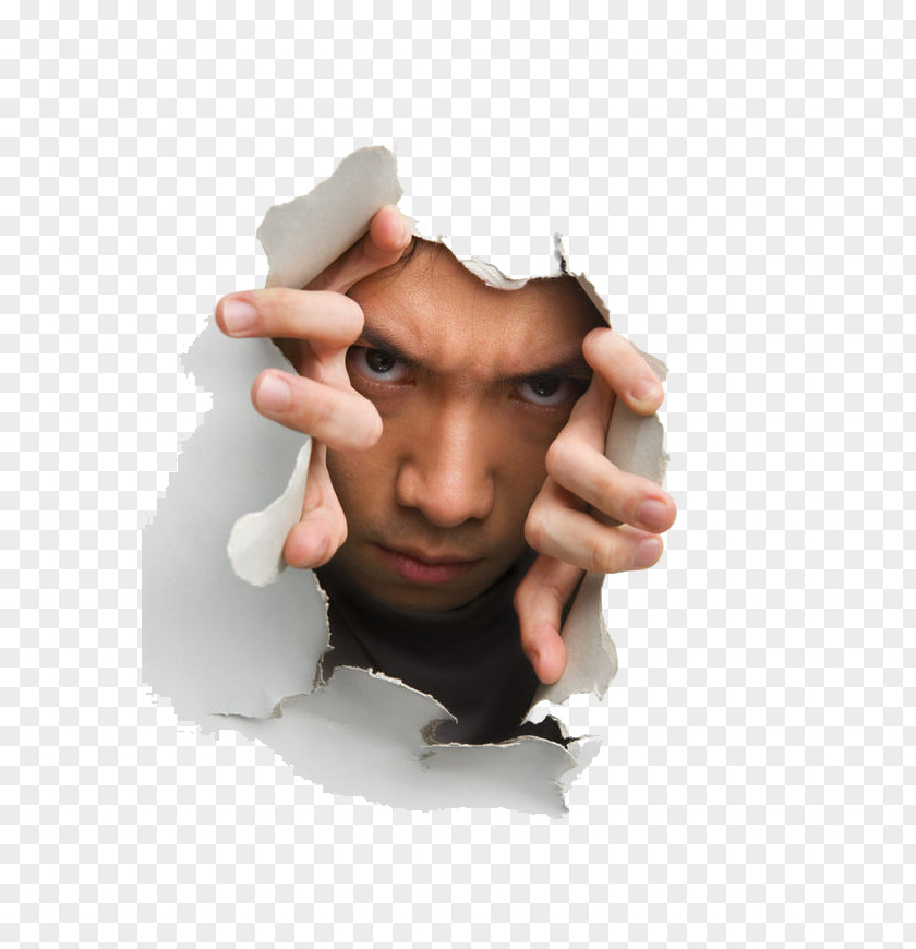 Suspense Man Broke Out Of The Wall Stock Photography Shutterstock PNG