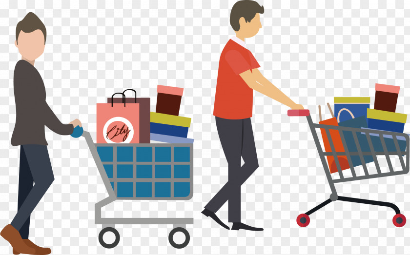 Cart Man Shopping Flat Design Icon PNG