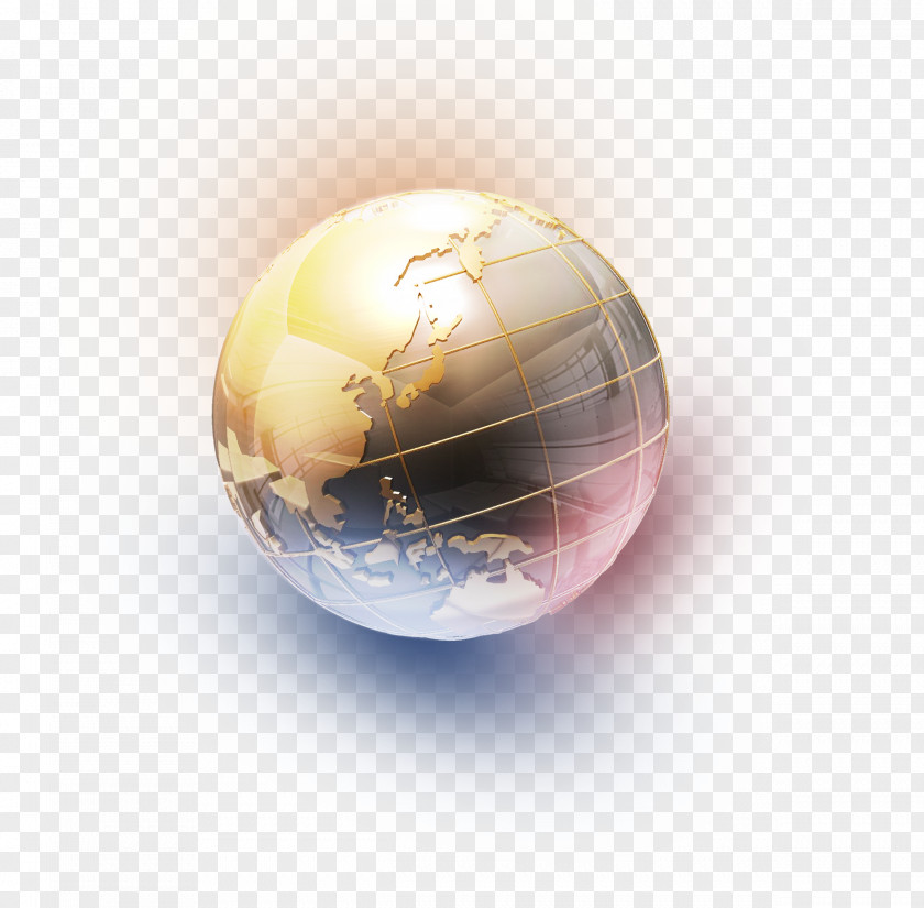 Golden Three-dimensional Earth Globe Download PNG