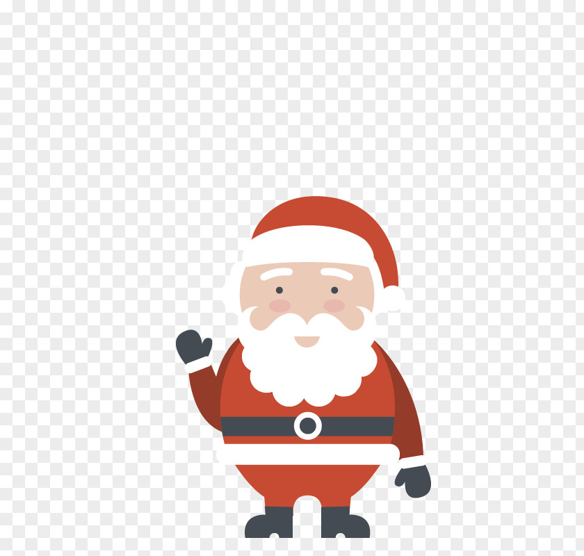Cute Waving Santa Claus Christmas Illustration PNG
