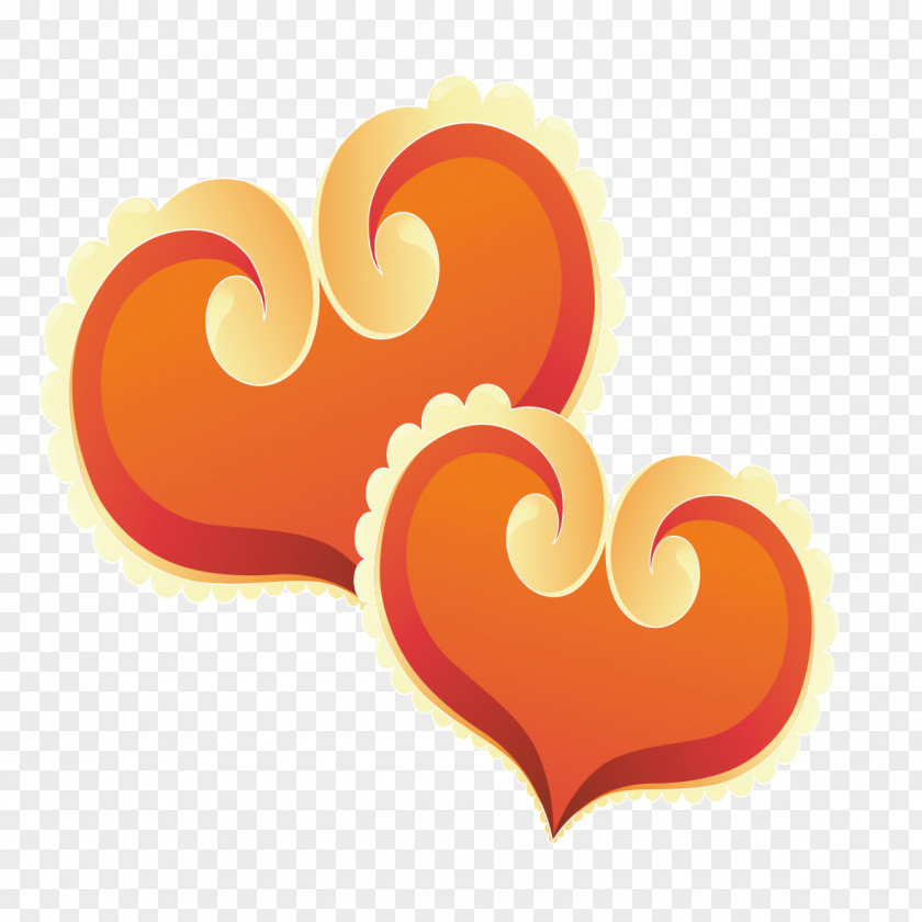Orange Love Heart Valentine's Day Clip Art PNG