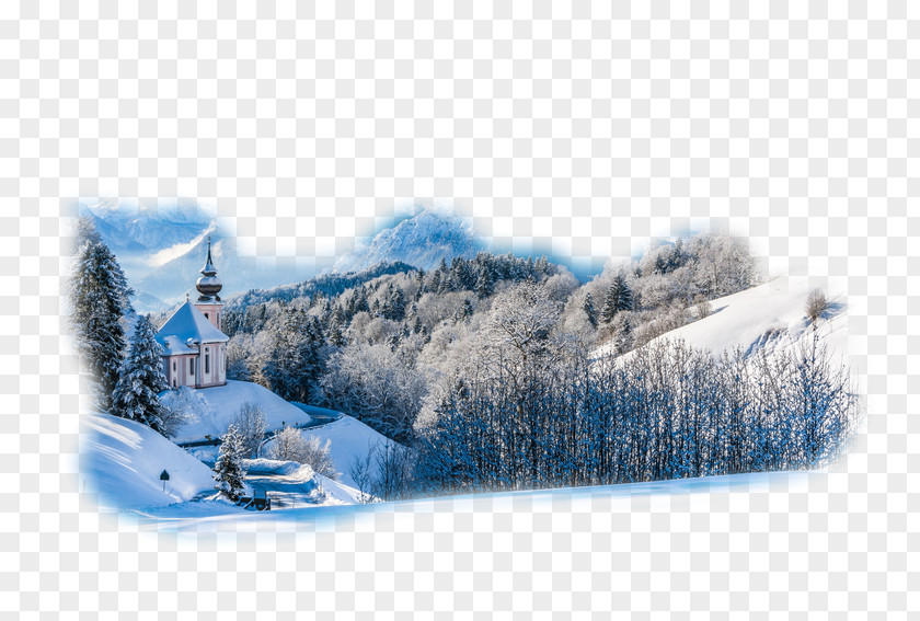 Winter Landscape Theatrical Scenery Snow Bavarian Alps PNG