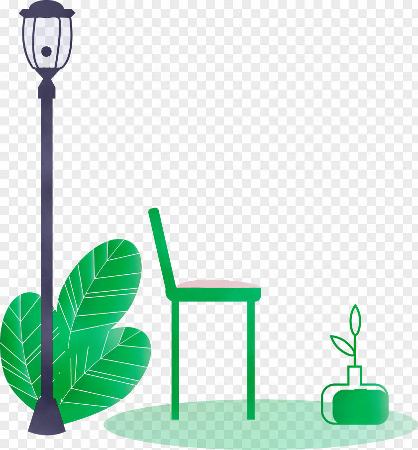 Green Line Plant Flowerpot PNG