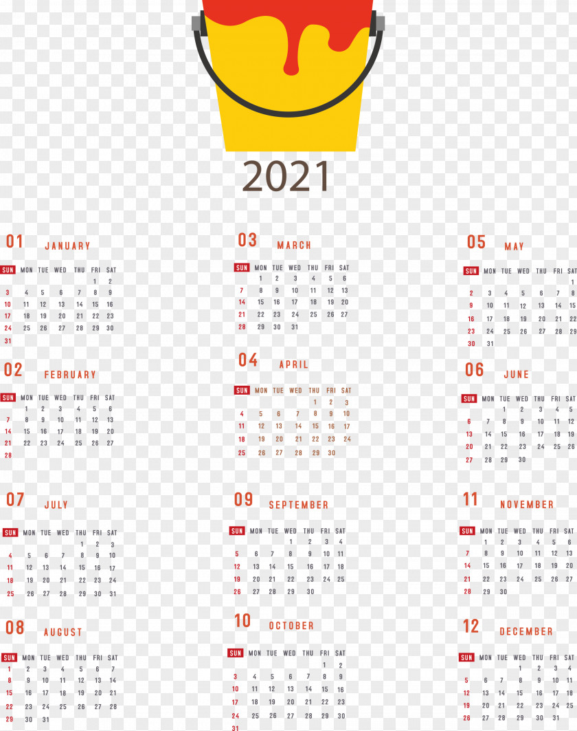 Printable 2021 Yearly Calendar PNG