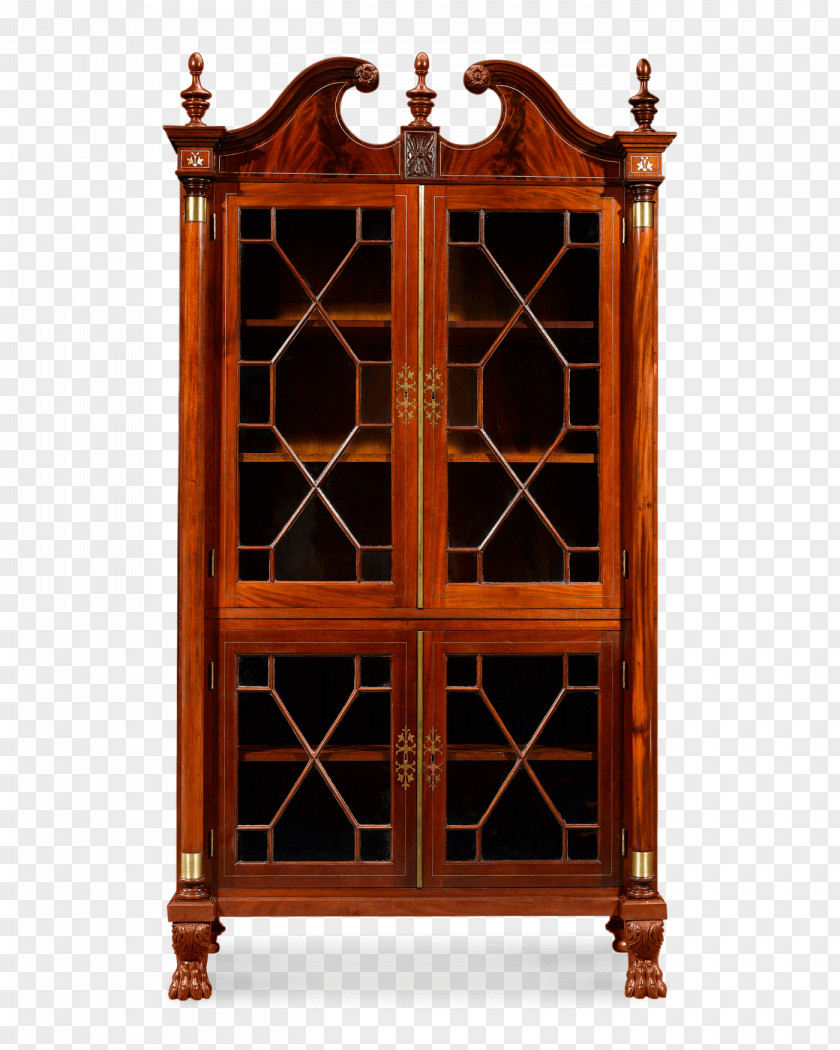 American Furniture Bookcase Shelf Chiffonier Cupboard Wood Stain PNG