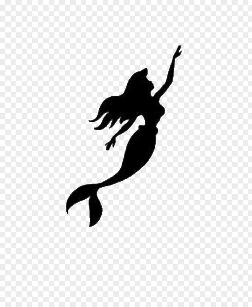 Silhouette Ariel The Prince Mermaid Painting PNG