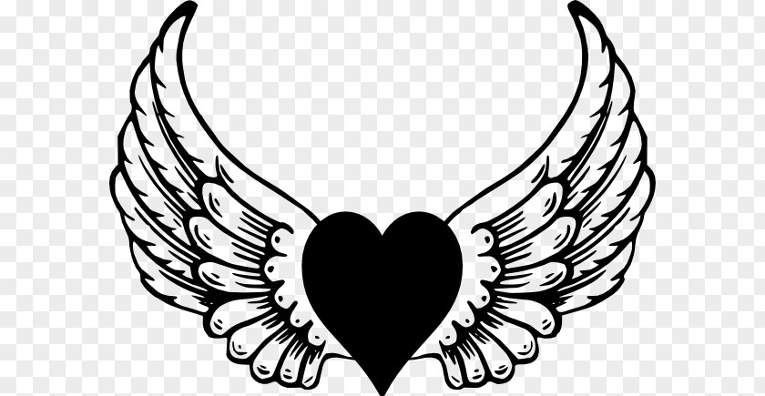 Heart With Wings Clipart Angel Drawing Clip Art PNG