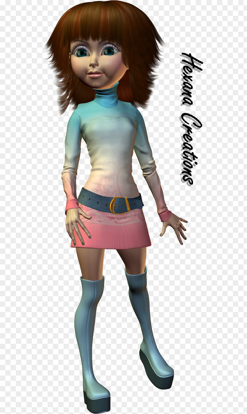 Doll Brown Hair Character PNG