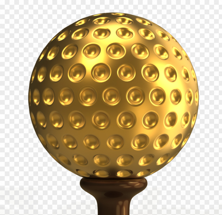 Gold Golf Ball 3D Computer Graphics PNG