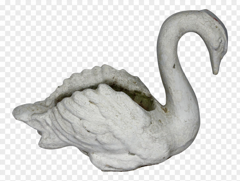 Swan Cygnini Sculpture Figurine Concrete Garden PNG