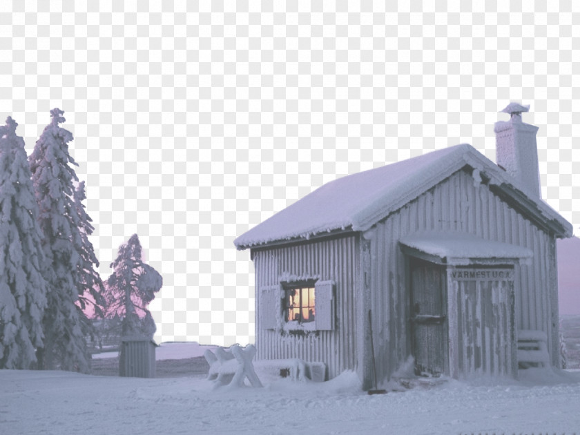 The Warm Hut In Snow House Winter High-definition Television Wallpaper PNG