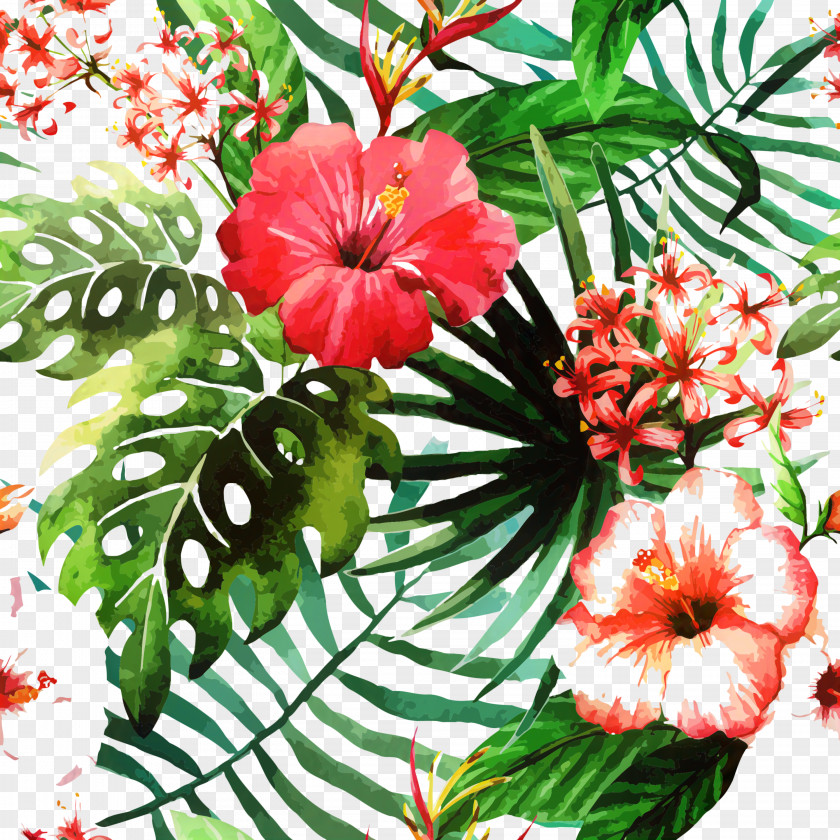Geranium Impatiens Watercolor Flower Background PNG