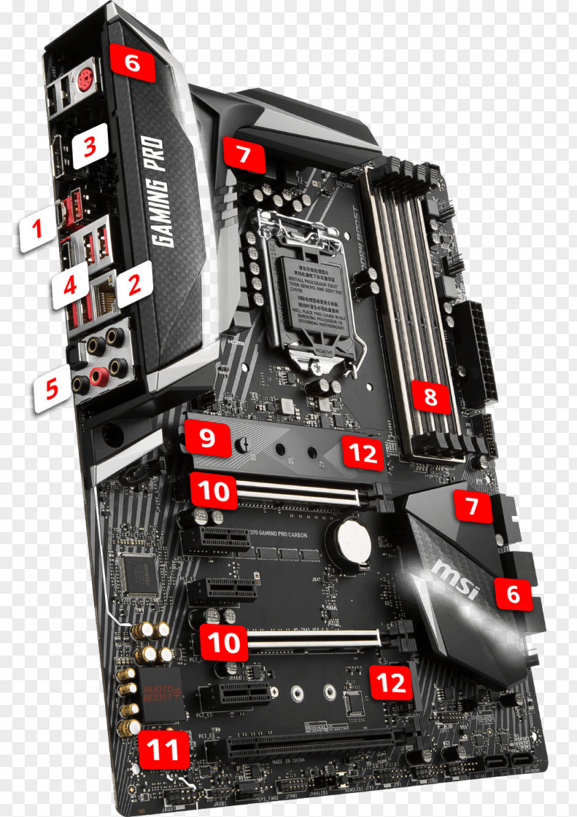 Intel MSI Z370 GAMING PRO CARBON AC Desktop Motherboard LGA 1151 Micro-Star International PNG