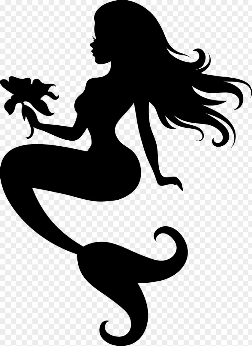 Blackandwhite Temporary Tattoo Mermaid Drawing PNG