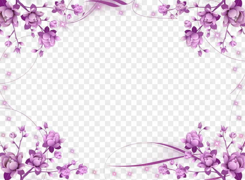Symmetrical Purple Flowers Border PNG purple flowers border clipart PNG