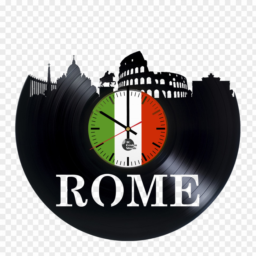Wooden Wall Clock Rome Poster Decal PNG
