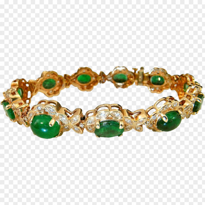 Diamond Bracelet Emerald Colored Gold PNG