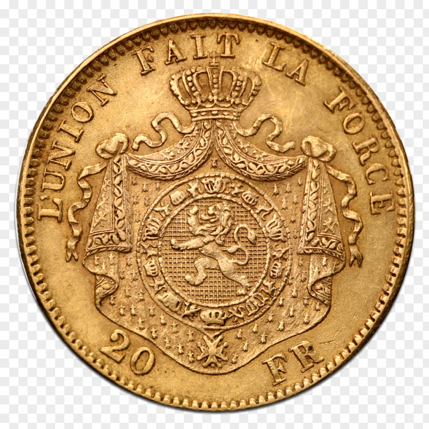 Gold Coin Belgium Currency Belgian Franc Numismatics PNG