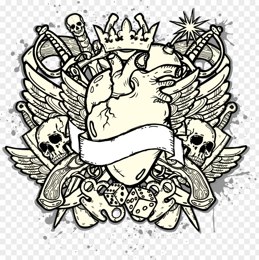 Hand Drawn Punk Heart T-shirt PNG
