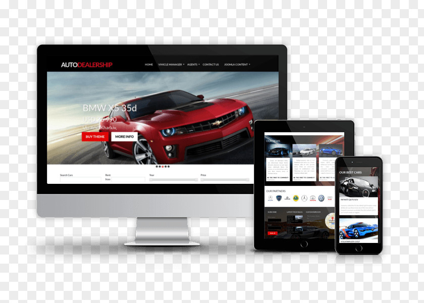 Auto Dealership Car Responsive Web Design Template Joomla PNG